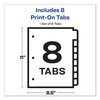 Avery Dennison Print-On Tab Divider, Pk8 11528